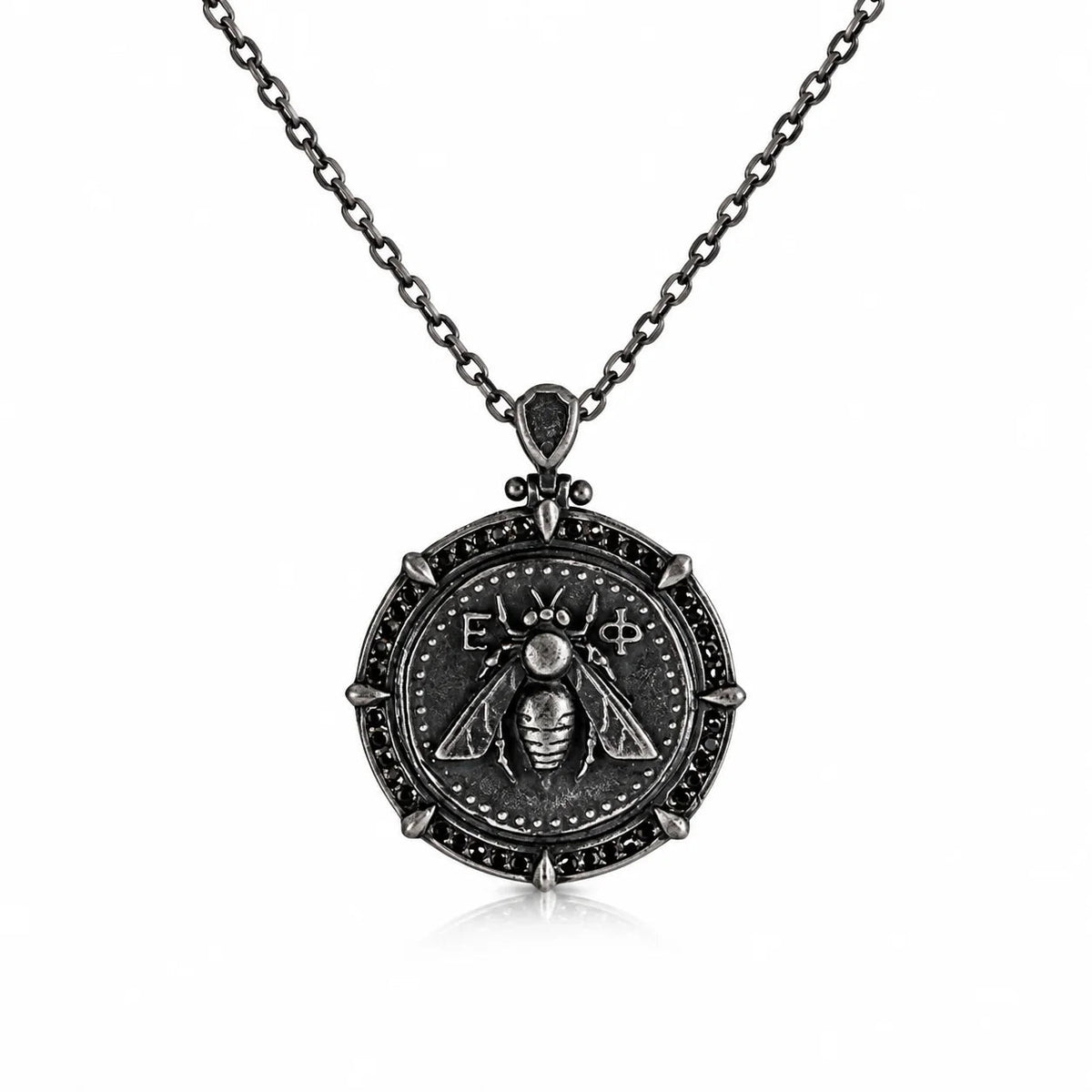 Ancient Bee Coin Reversible Octagon Necklace  Necklace Charmora Jewelry