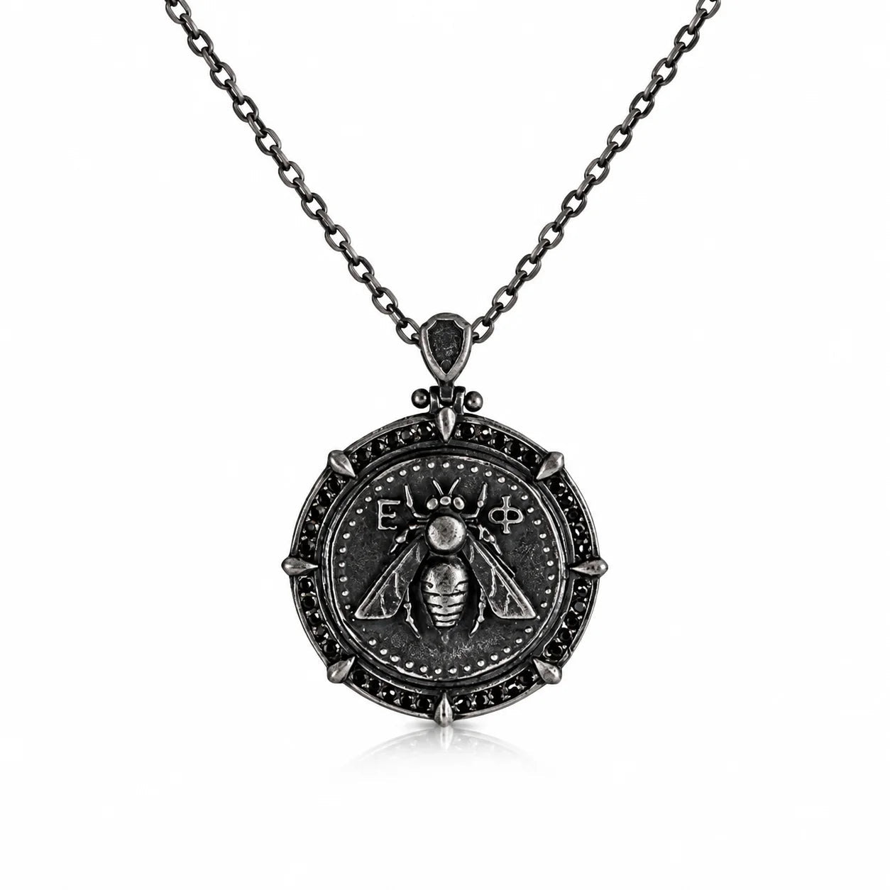 Ancient Bee Coin Reversible Octagon Necklace  Necklace Charmora Jewelry