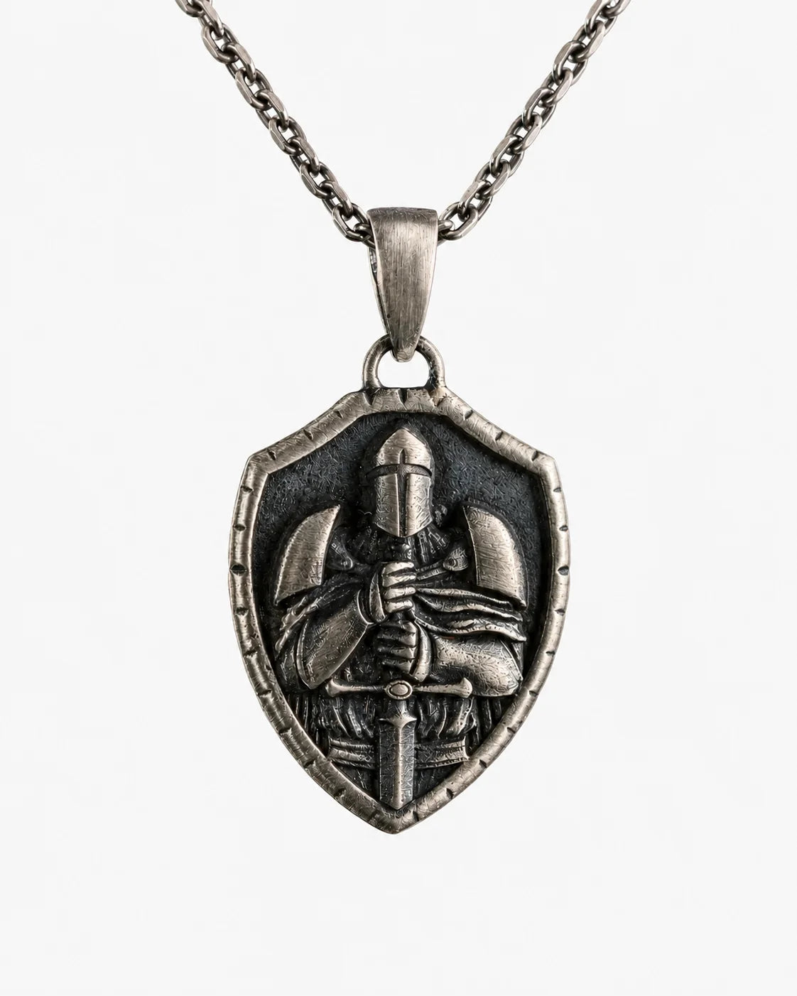 Medieval Knight Shield Sword Armor  Necklace Charmora Jewelry