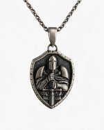Medieval Knight Shield Sword Armor  Necklace Charmora Jewelry