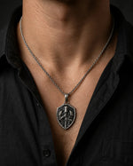 Medieval Knight Shield Sword Armor  Necklace Charmora Jewelry