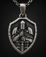 Medieval Knight Shield Sword Armor  Necklace Charmora Jewelry