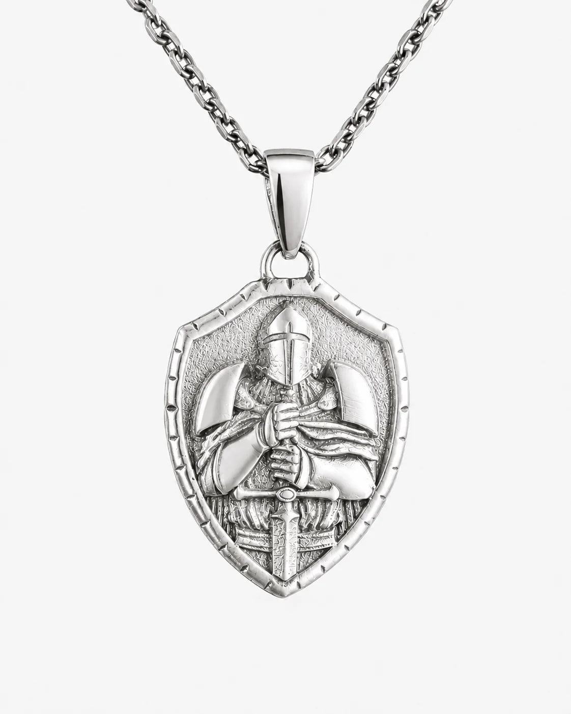 Medieval Knight Shield Sword Armor  Necklace Charmora Jewelry