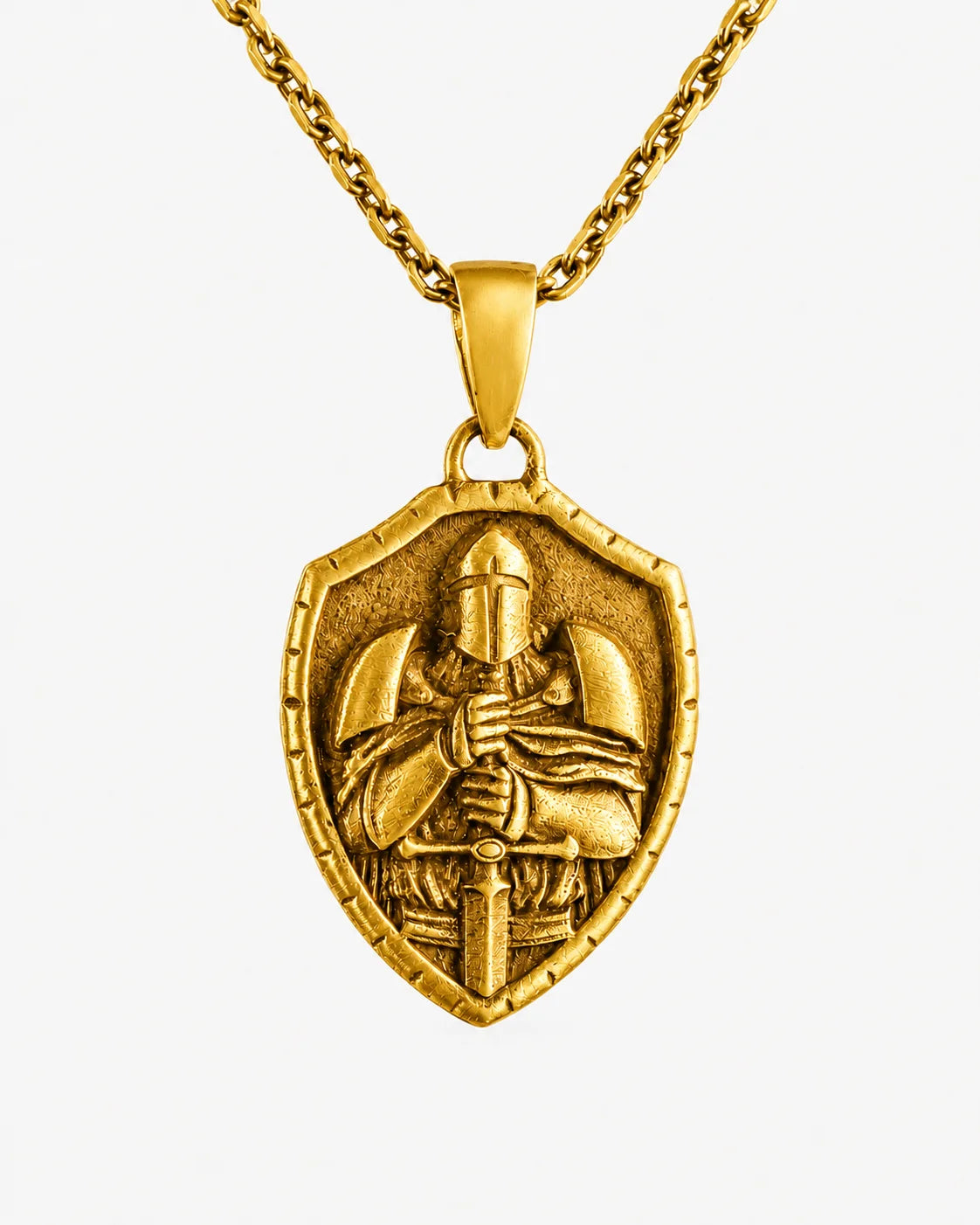 Medieval Knight Shield Sword Armor  Necklace Charmora Jewelry