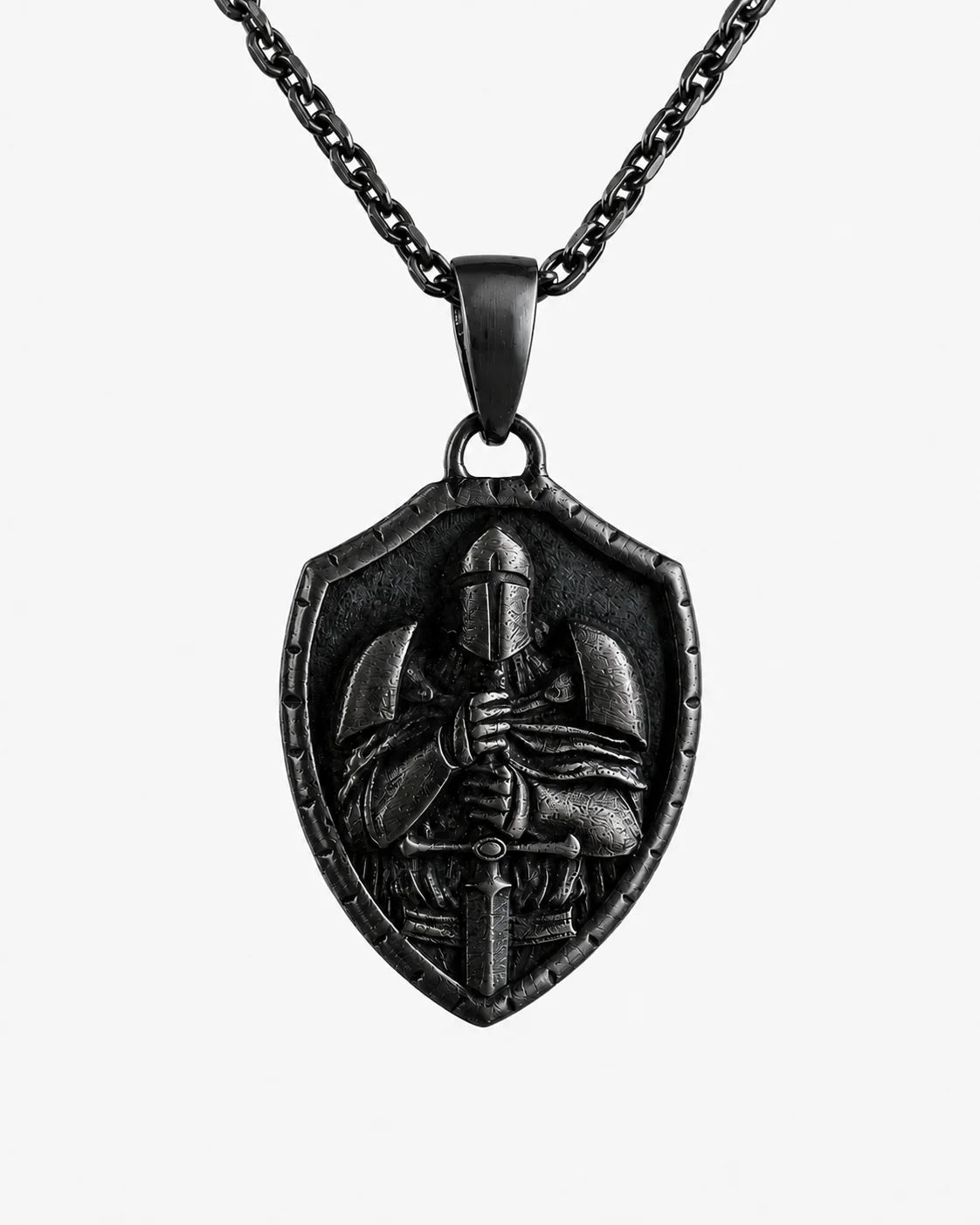Medieval Knight Shield Sword Armor  Necklace Charmora Jewelry