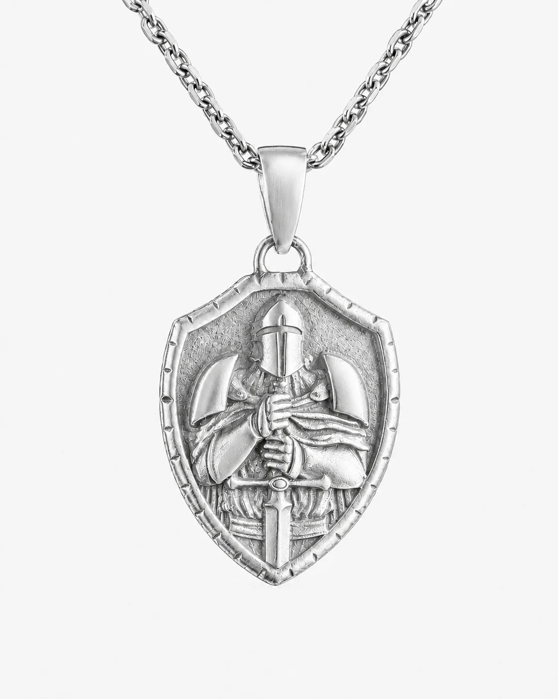 Medieval Knight Shield Sword Armor  Necklace Charmora Jewelry