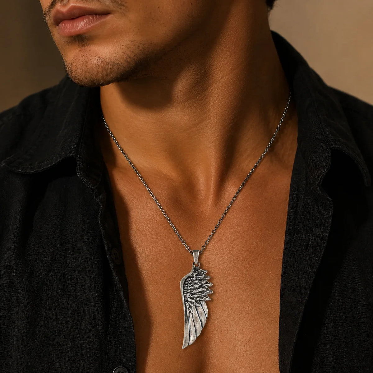 Guardian Angel Wing Feather Pendant Necklace  Necklace Charmora Jewelry