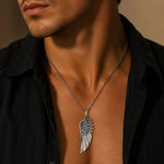 Guardian Angel Wing Feather Pendant Necklace  Necklace Charmora Jewelry
