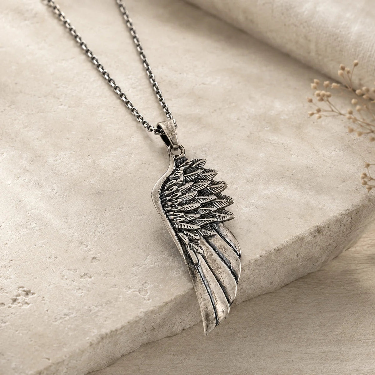 Guardian Angel Wing Feather Pendant Necklace  Necklace Charmora Jewelry