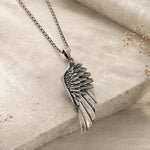 Guardian Angel Wing Feather Pendant Necklace  Necklace Charmora Jewelry