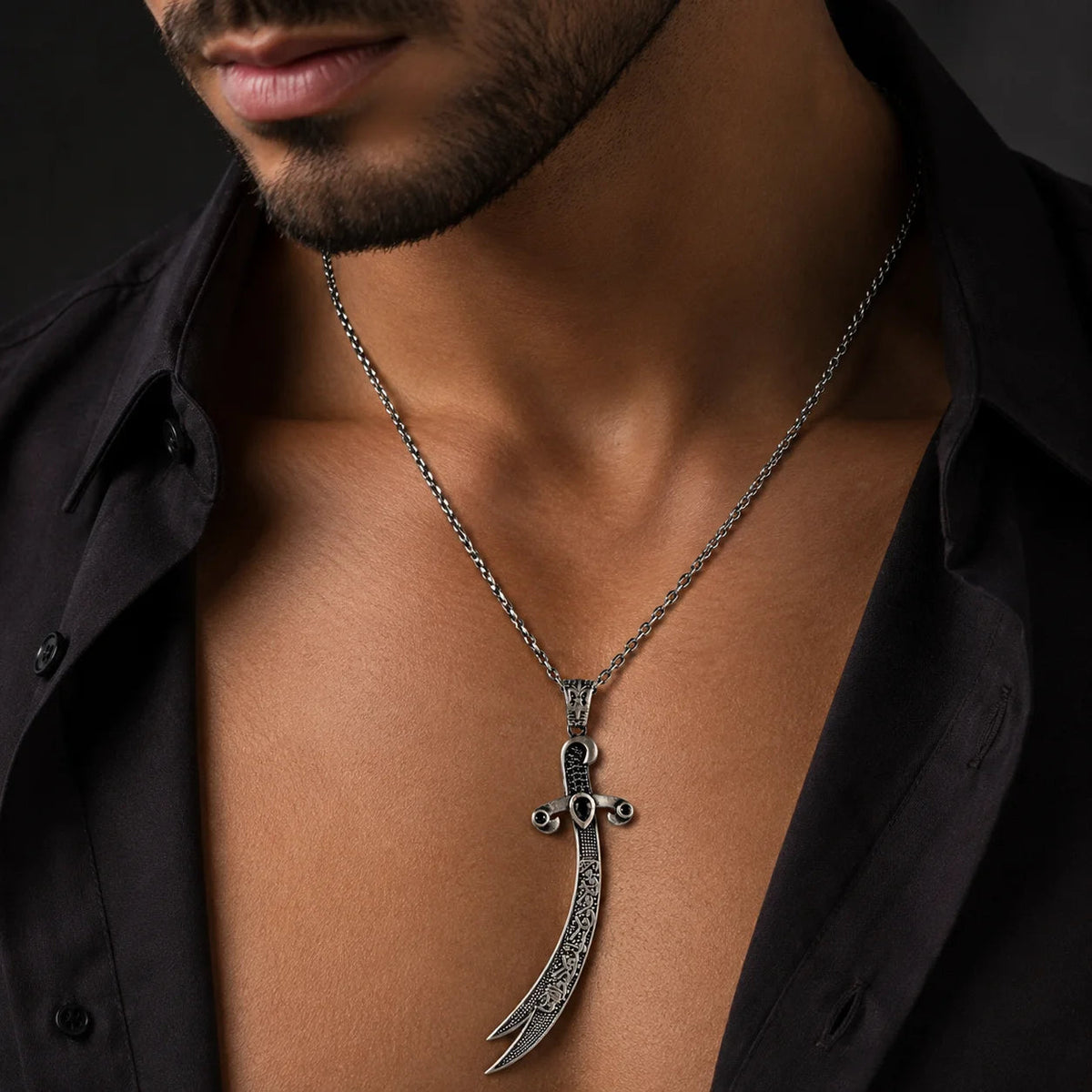 Calligraphy Zulfiqar Sword  Necklace Charmora Jewelry