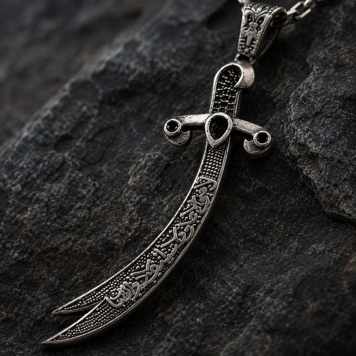 Calligraphy Zulfiqar Sword  Necklace Charmora Jewelry