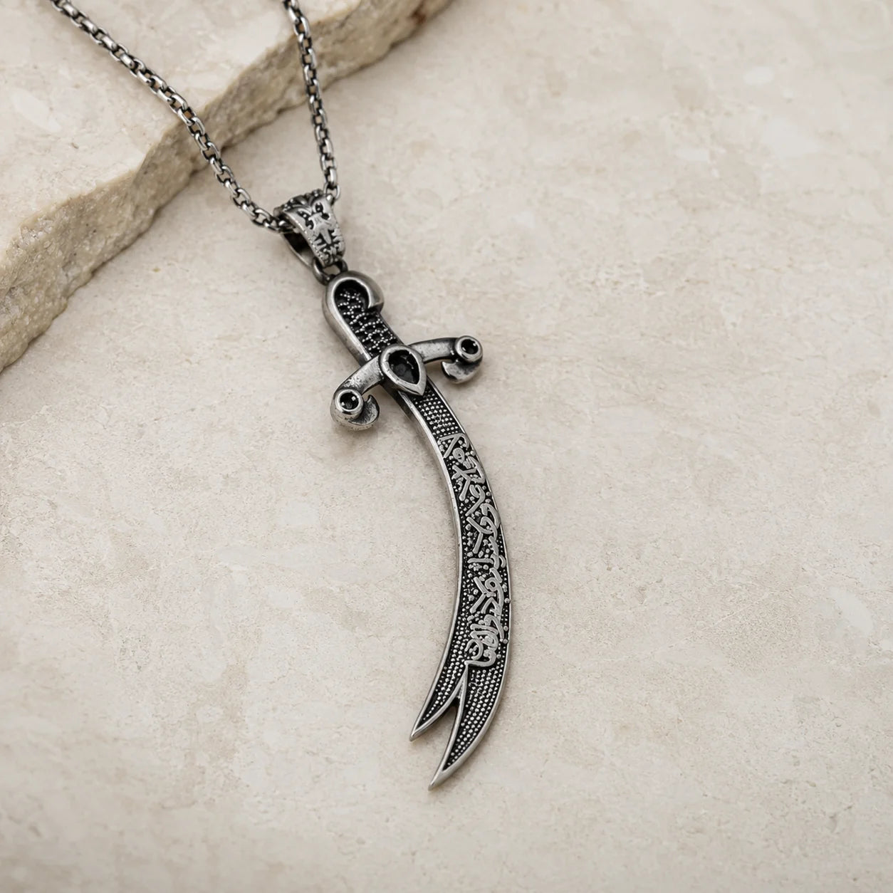 Calligraphy Zulfiqar Sword  Necklace Charmora Jewelry
