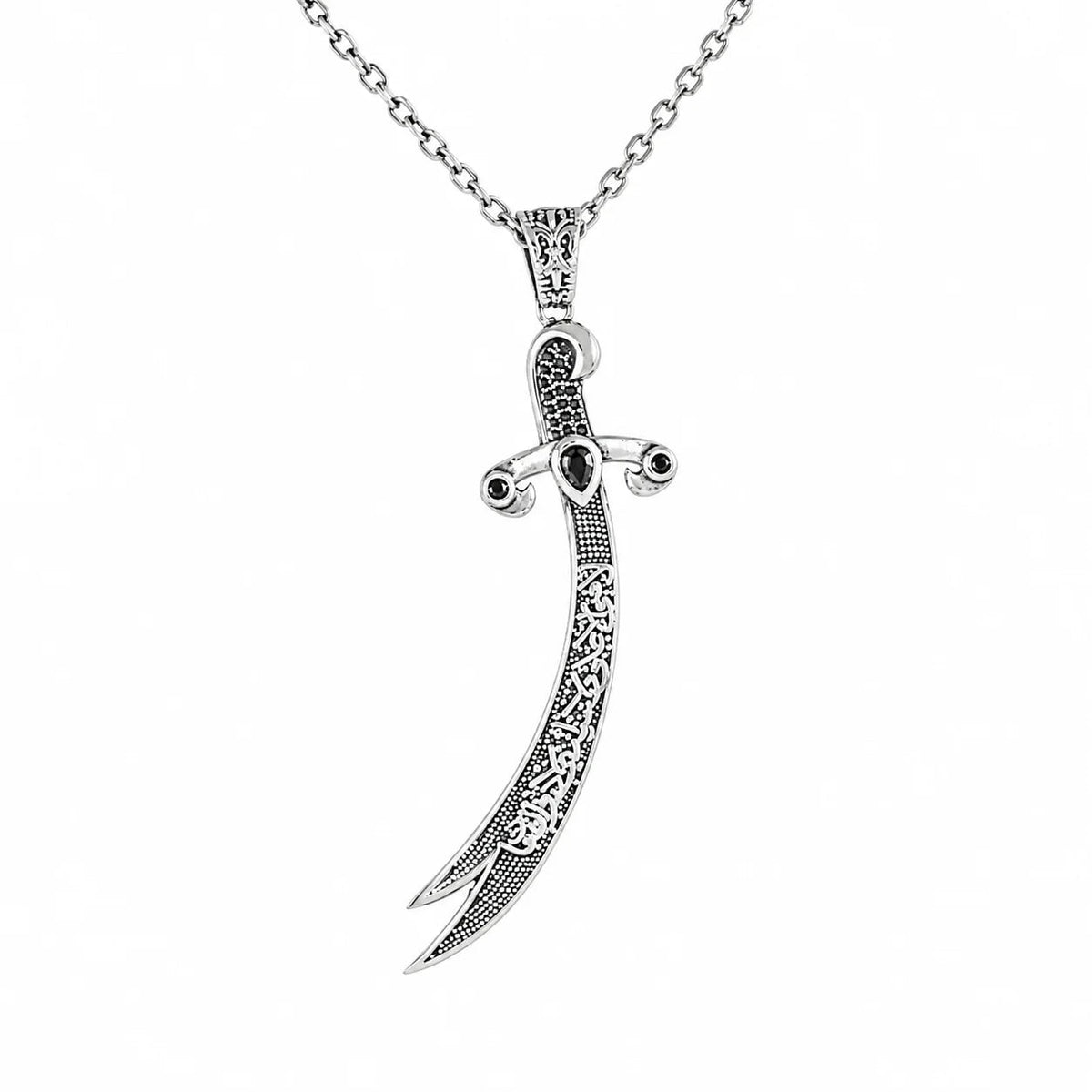 Calligraphy Zulfiqar Sword  Necklace Charmora Jewelry