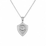 Onyx Bordered Lion Head Shield Necklace  Necklace Charmora Jewelry