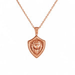 Onyx Bordered Lion Head Shield Necklace  Necklace Charmora Jewelry