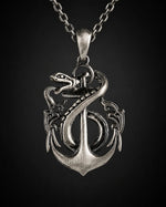 Nautical Anchor Serpent Coiled Necklace  Necklace Charmora Jewelry