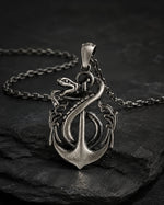Nautical Anchor Serpent Coiled Necklace  Necklace Charmora Jewelry