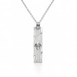 Wood Grain Fleur De Lis Skull Bar  Necklace Charmora Jewelry