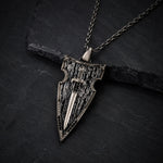 Onyx Detailed Sword Shield Warrior  Necklace Charmora Jewelry