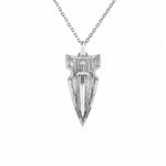 Onyx Detailed Sword Shield Warrior  Necklace Charmora Jewelry