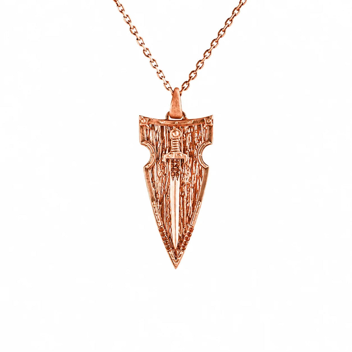 Onyx Detailed Sword Shield Warrior  Necklace Charmora Jewelry