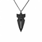 Onyx Detailed Sword Shield Warrior  Necklace Charmora Jewelry