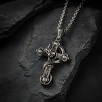 Serpent Coiled Skull Cross Necklace  Necklace Charmora Jewelry