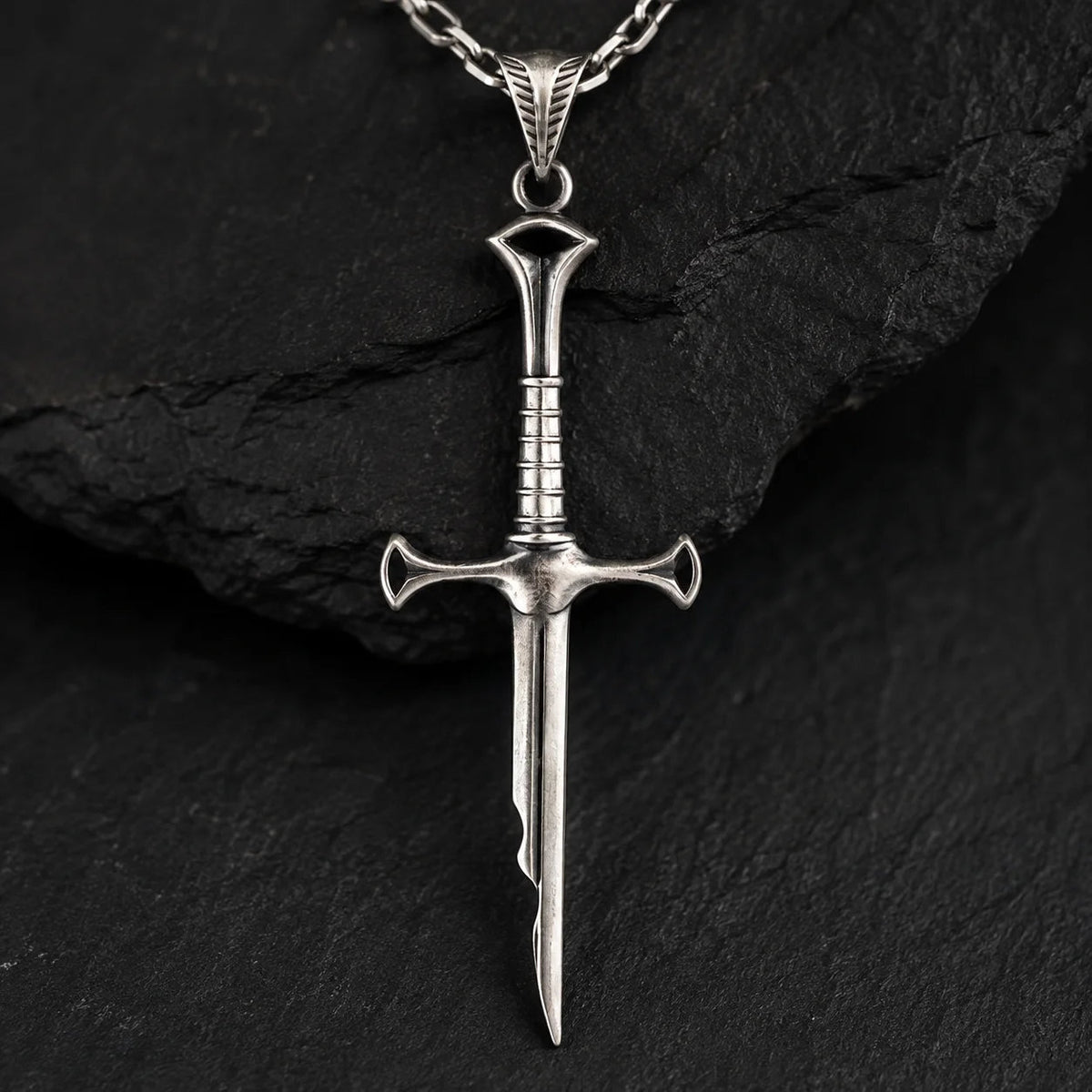 Segmented Linear Bladed Motif Necklace  Necklace Charmora Jewelry