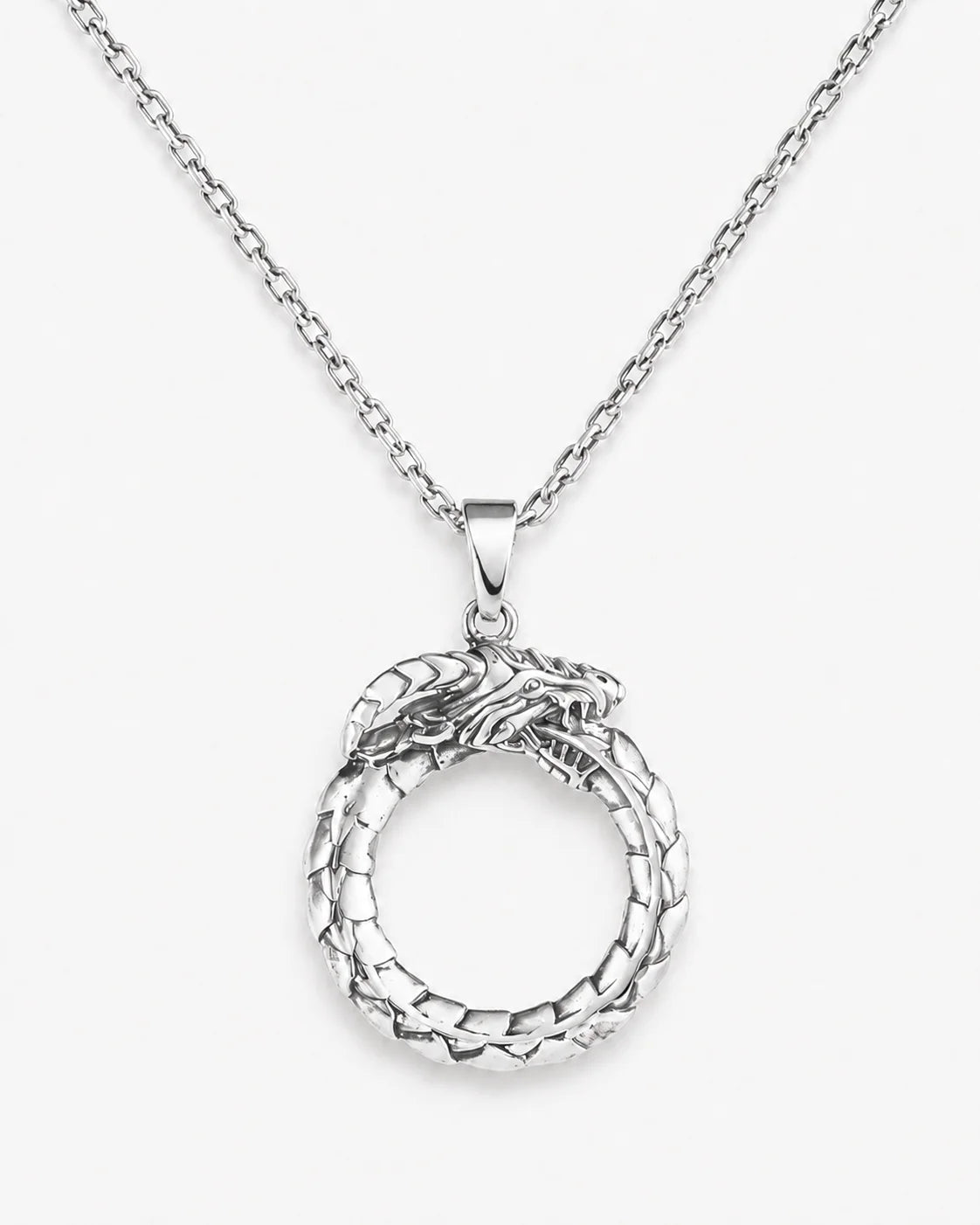 Viking Dragon Ouroboros Circle Necklace  Necklace Charmora Jewelry