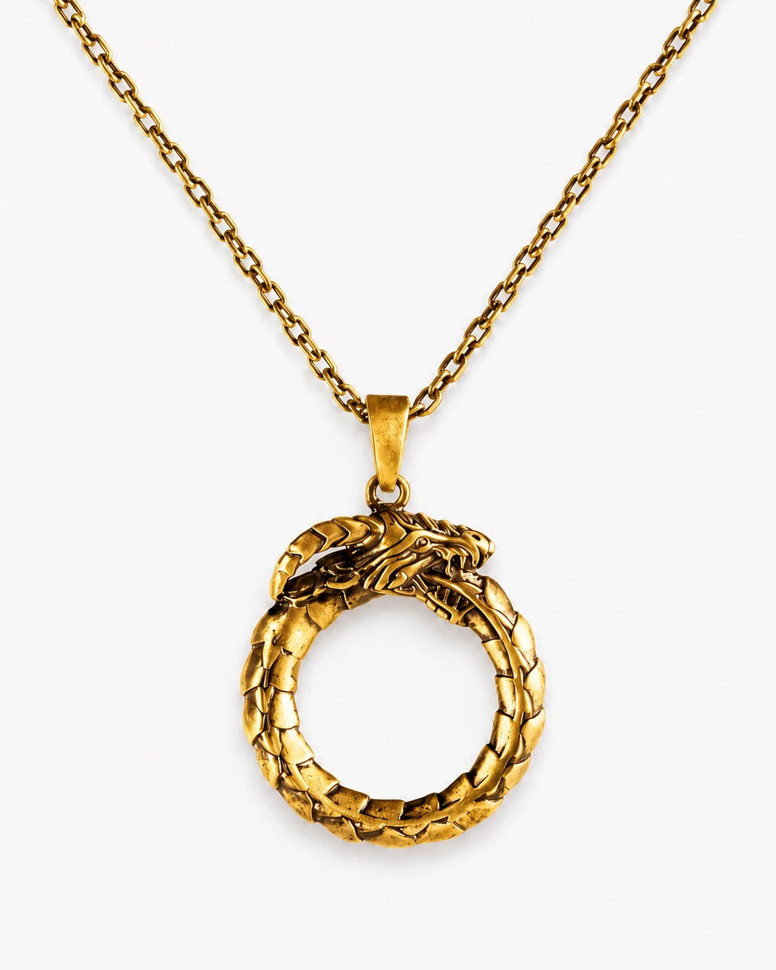 Viking Dragon Ouroboros Circle Necklace  Necklace Charmora Jewelry