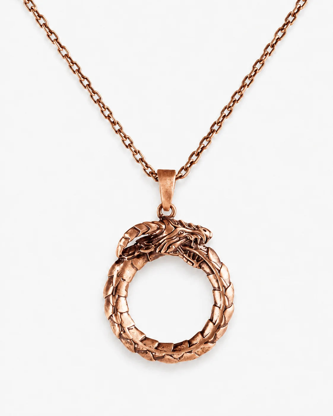 Viking Dragon Ouroboros Circle Necklace  Necklace Charmora Jewelry