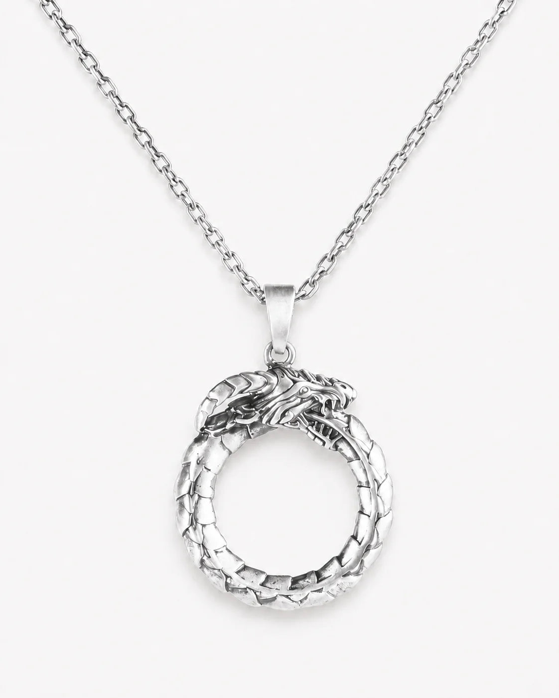 Viking Dragon Ouroboros Circle Necklace  Necklace Charmora Jewelry