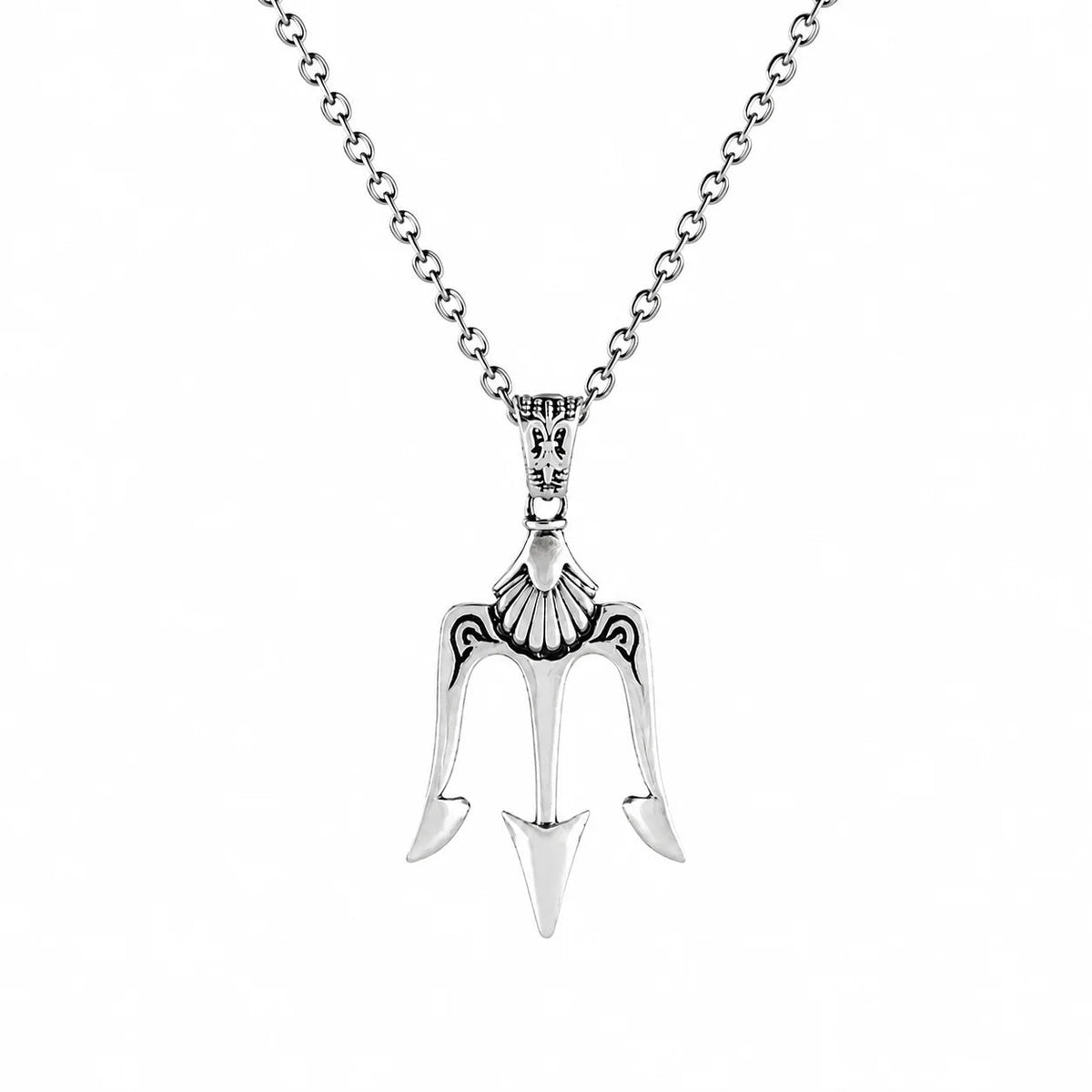 Antique-Style Trident Spear Pendant  Necklace Charmora Jewelry