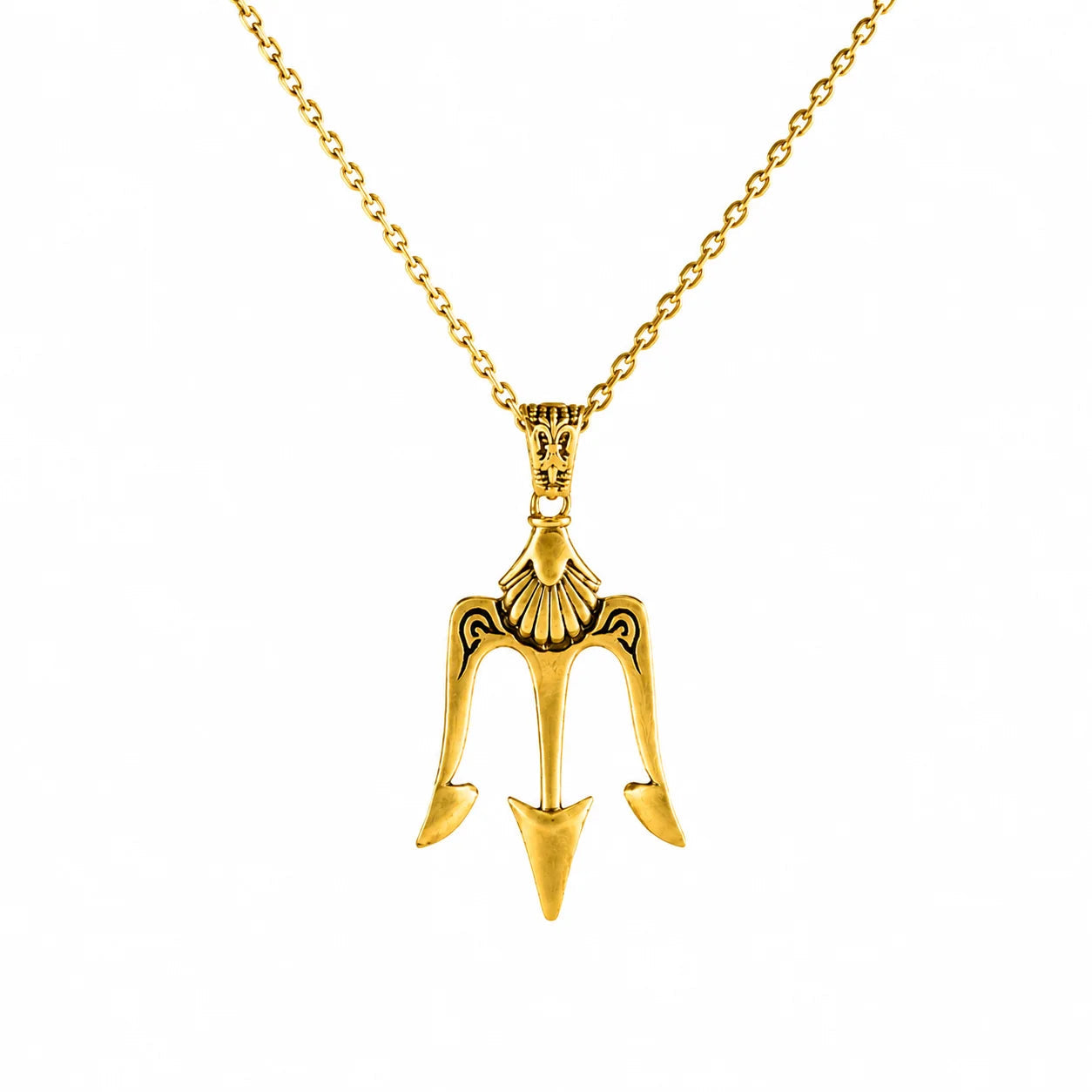Antique-Style Trident Spear Pendant  Necklace Charmora Jewelry