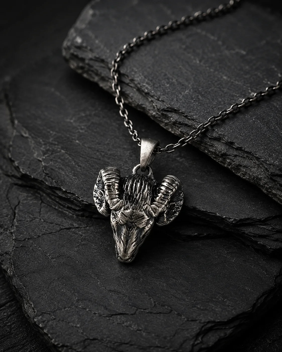 Spiral Horned Ram Skull Necklace  Necklace Charmora Jewelry