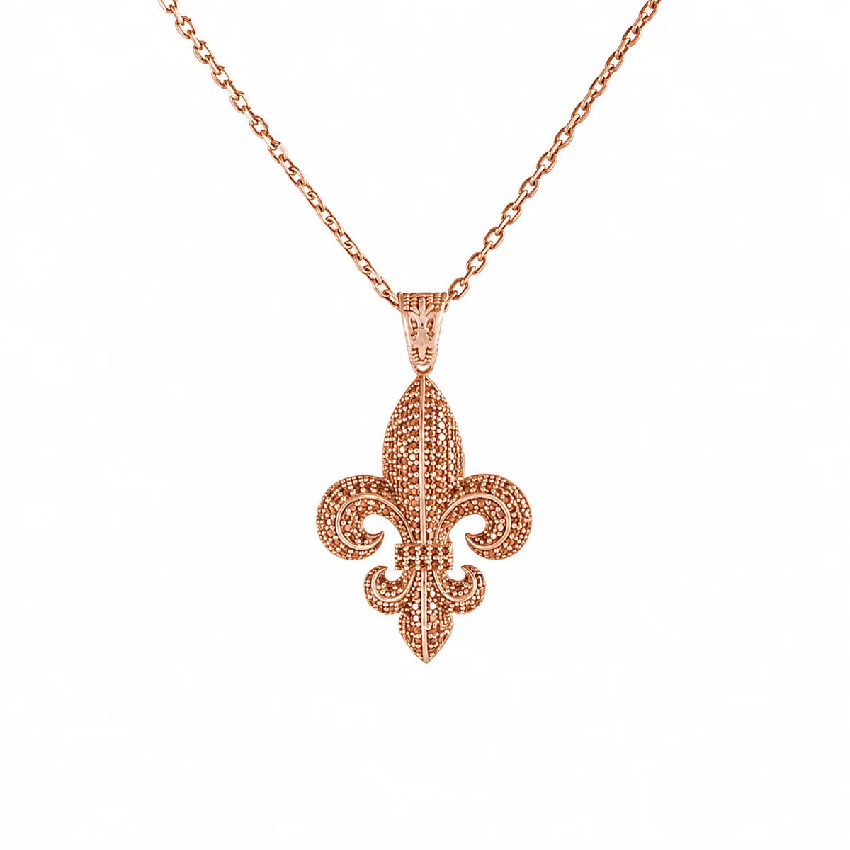Black Pave Gemstone Fleur De Lis Necklace  Necklace Charmora Jewelry