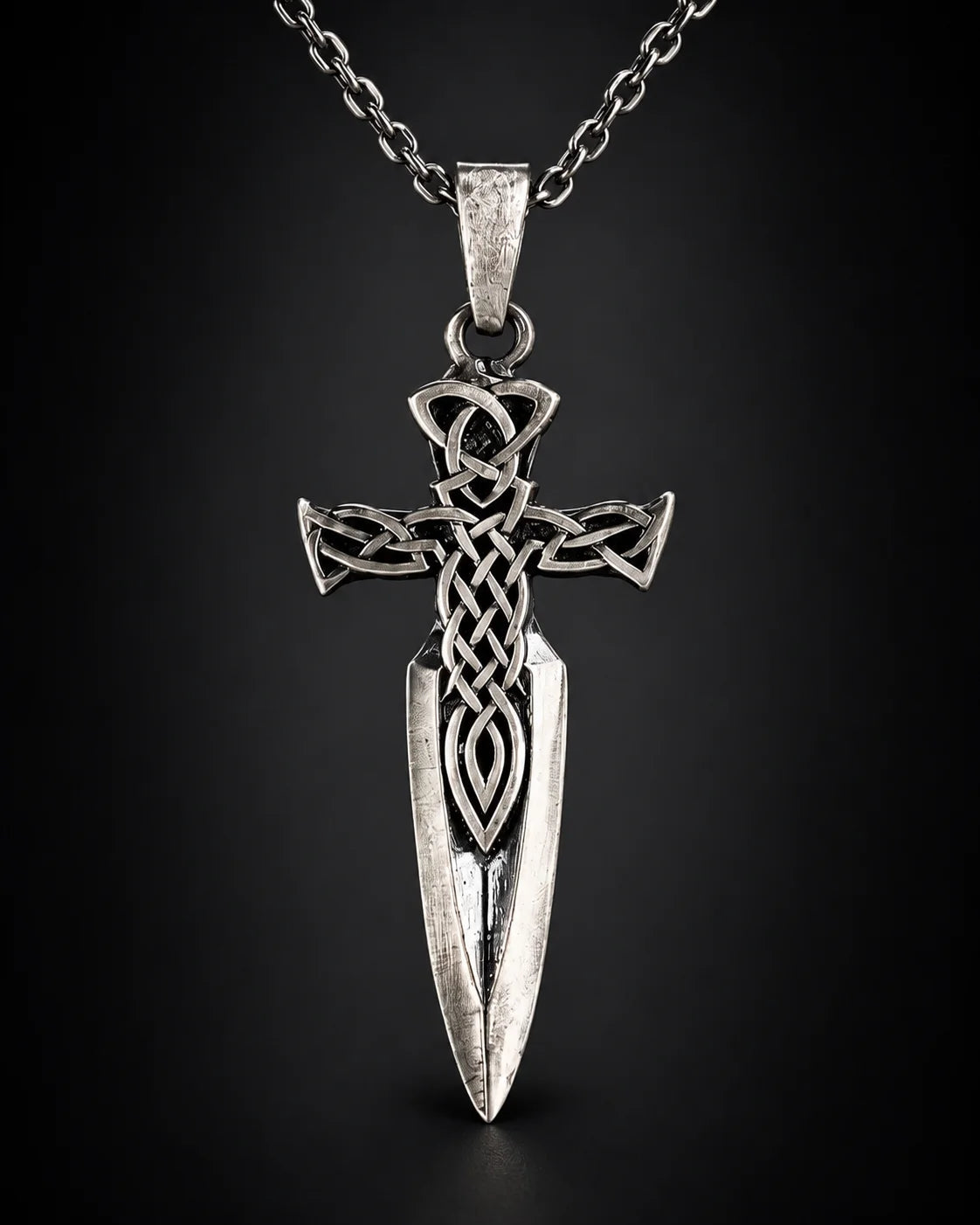 Celtic Knotwork Cross Dagger Necklace  Necklace Charmora Jewelry
