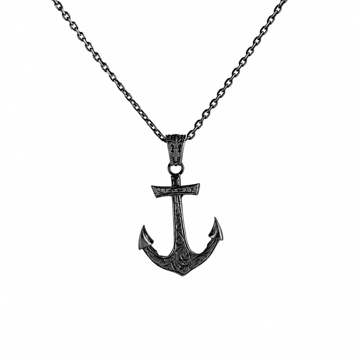 Ornate Antique Baroque Anchor Pendant Necklace  Necklace Charmora Jewelry
