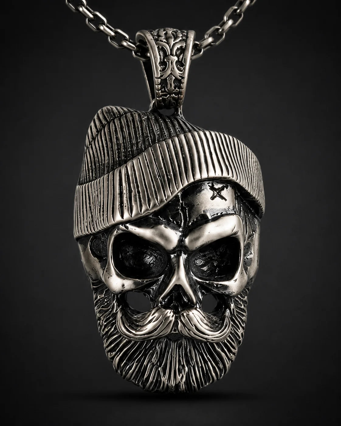 Bearded Skull Beanie Rebel Necklace  Necklace Charmora Jewelry