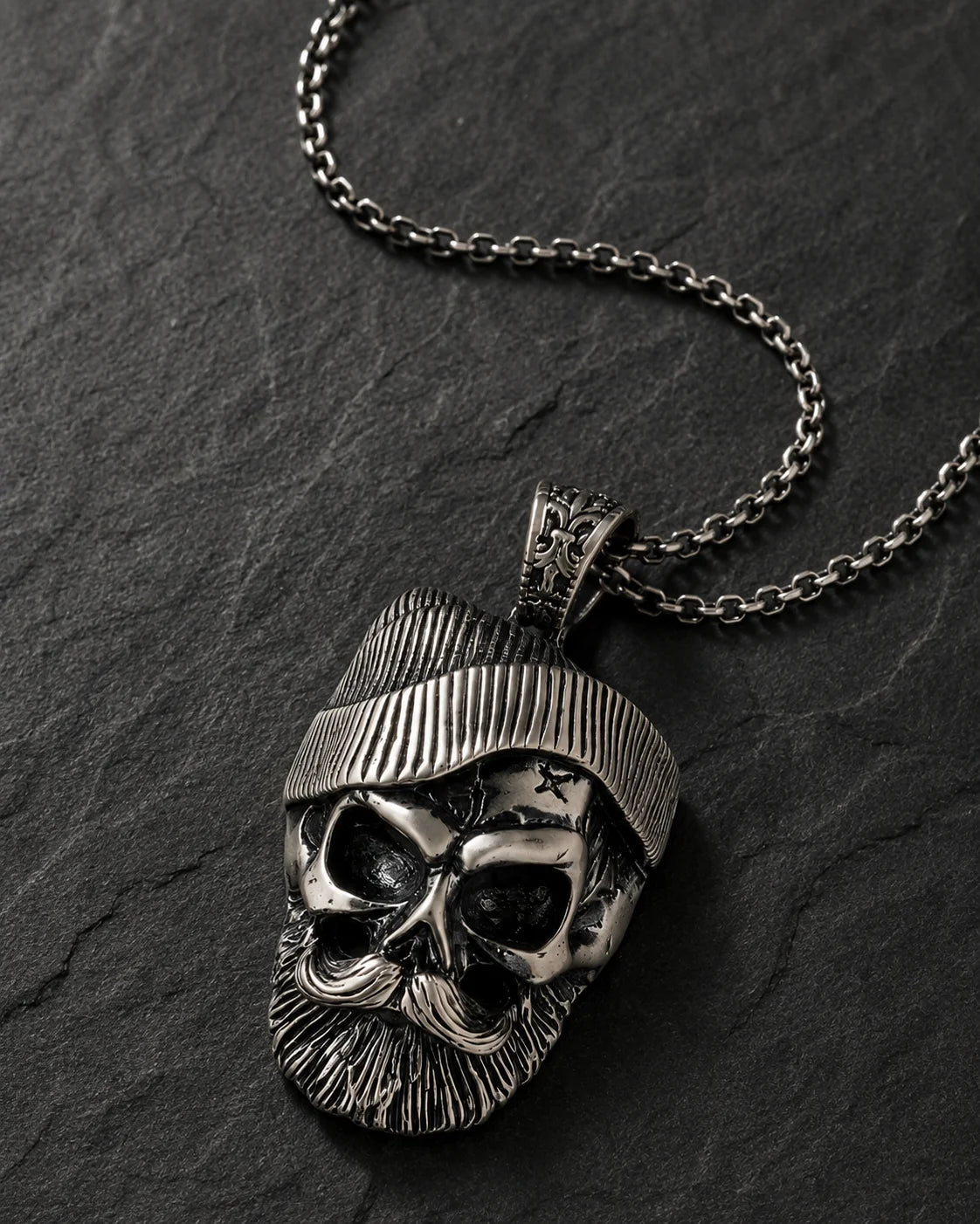 Bearded Skull Beanie Rebel Necklace  Necklace Charmora Jewelry