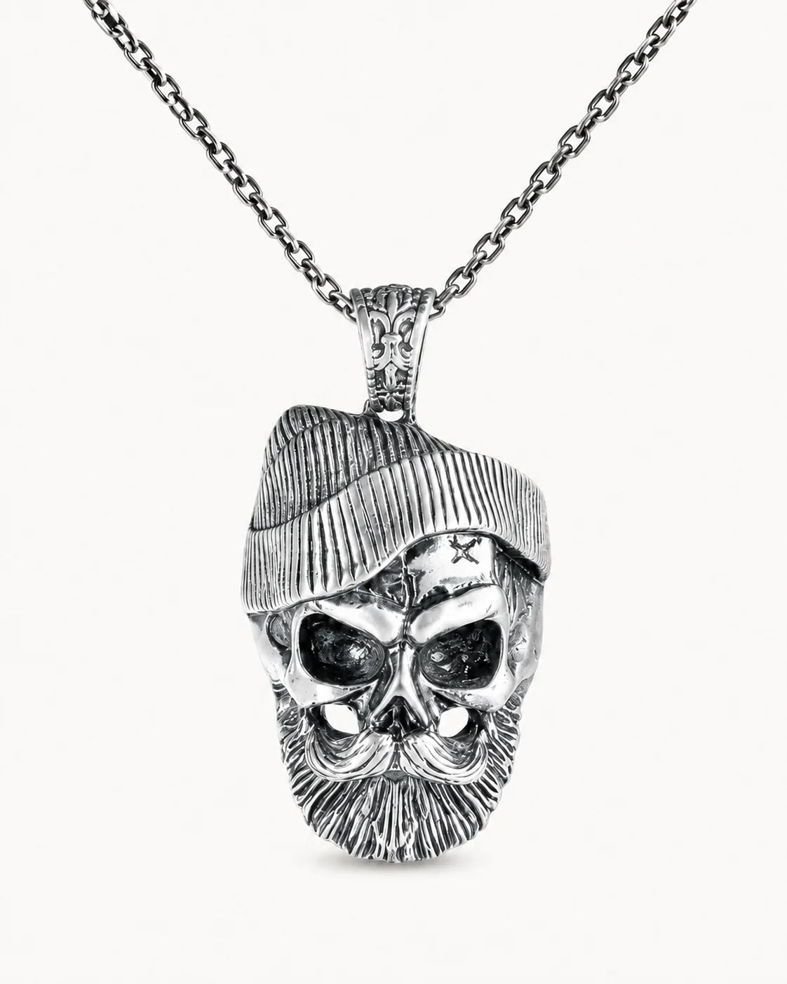 Bearded Skull Beanie Rebel Necklace  Necklace Charmora Jewelry