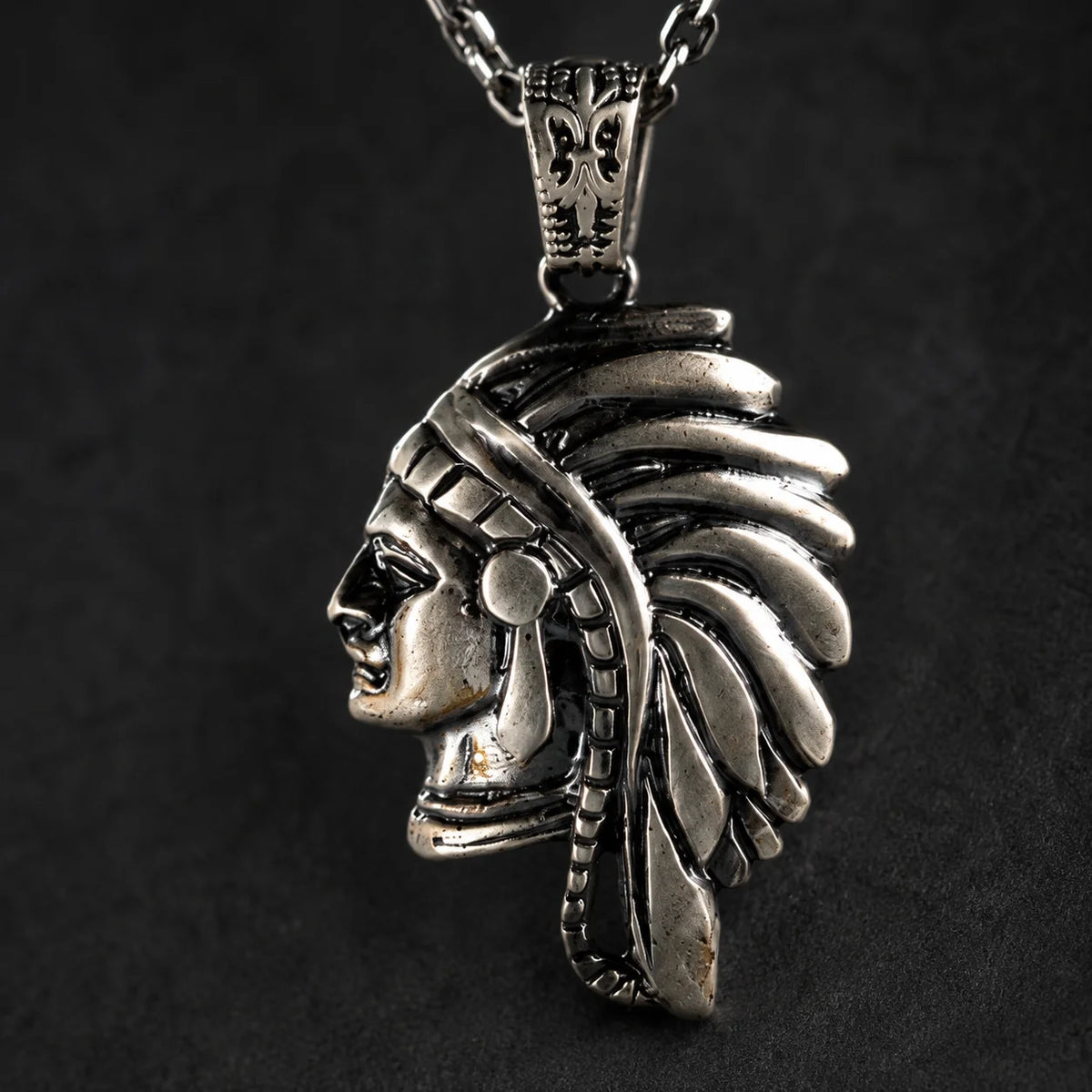 Tribal Chief Feathered Headdress  Necklace Charmora Jewelry