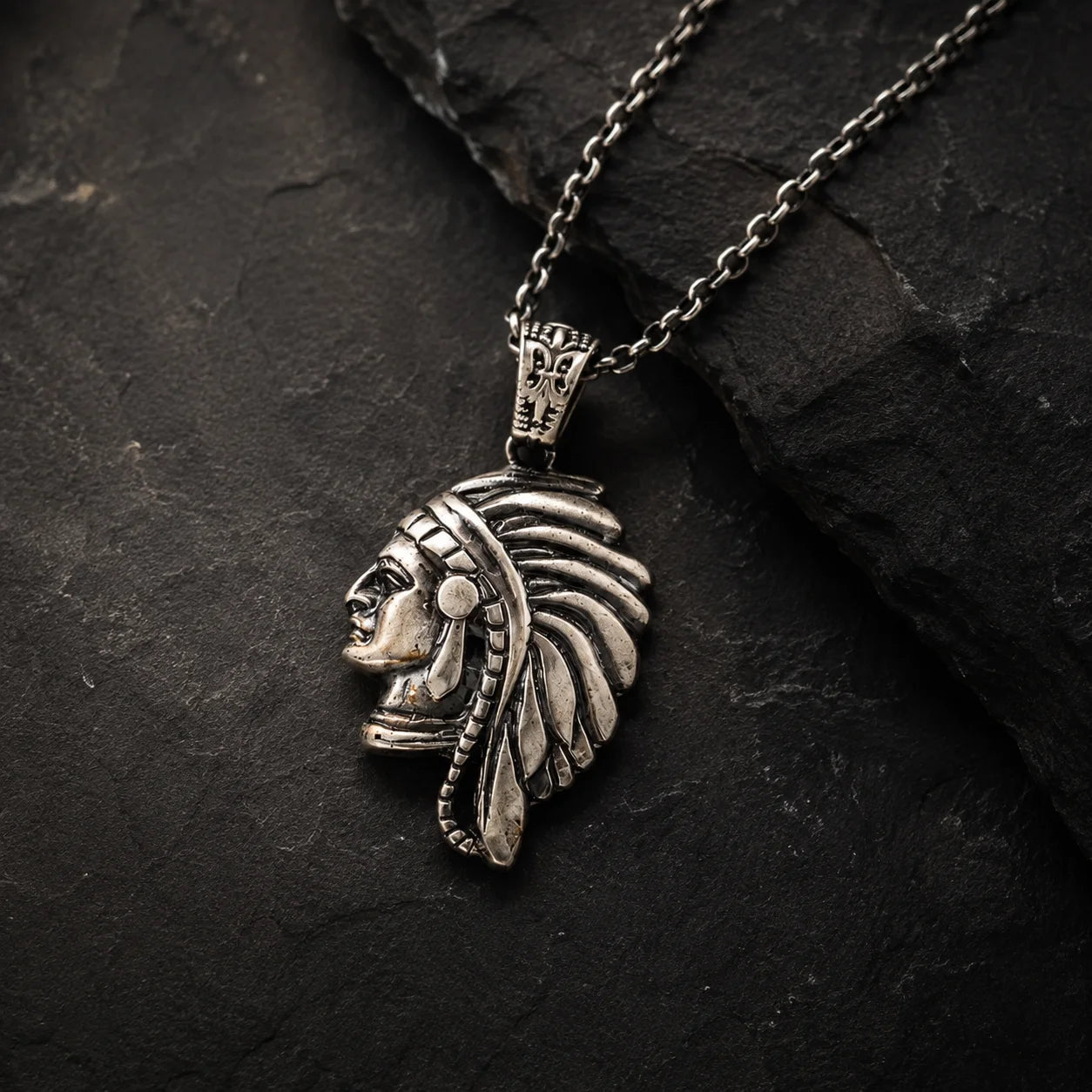 Tribal Chief Feathered Headdress  Necklace Charmora Jewelry
