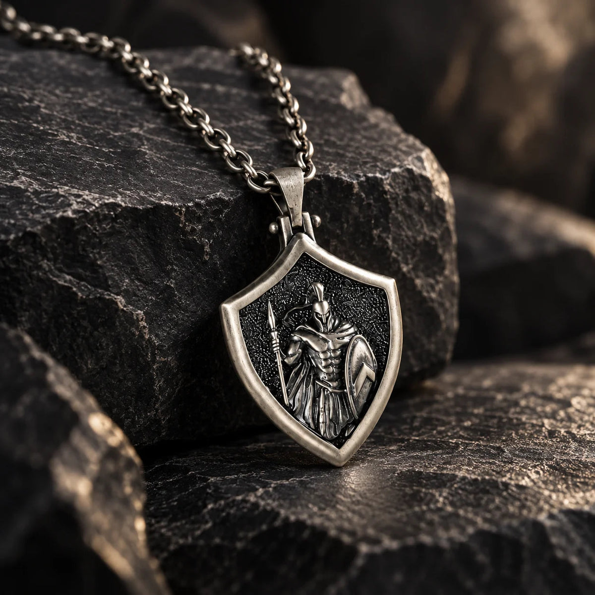 Spartan Warrior Shield Necklace  Necklace Charmora Jewelry