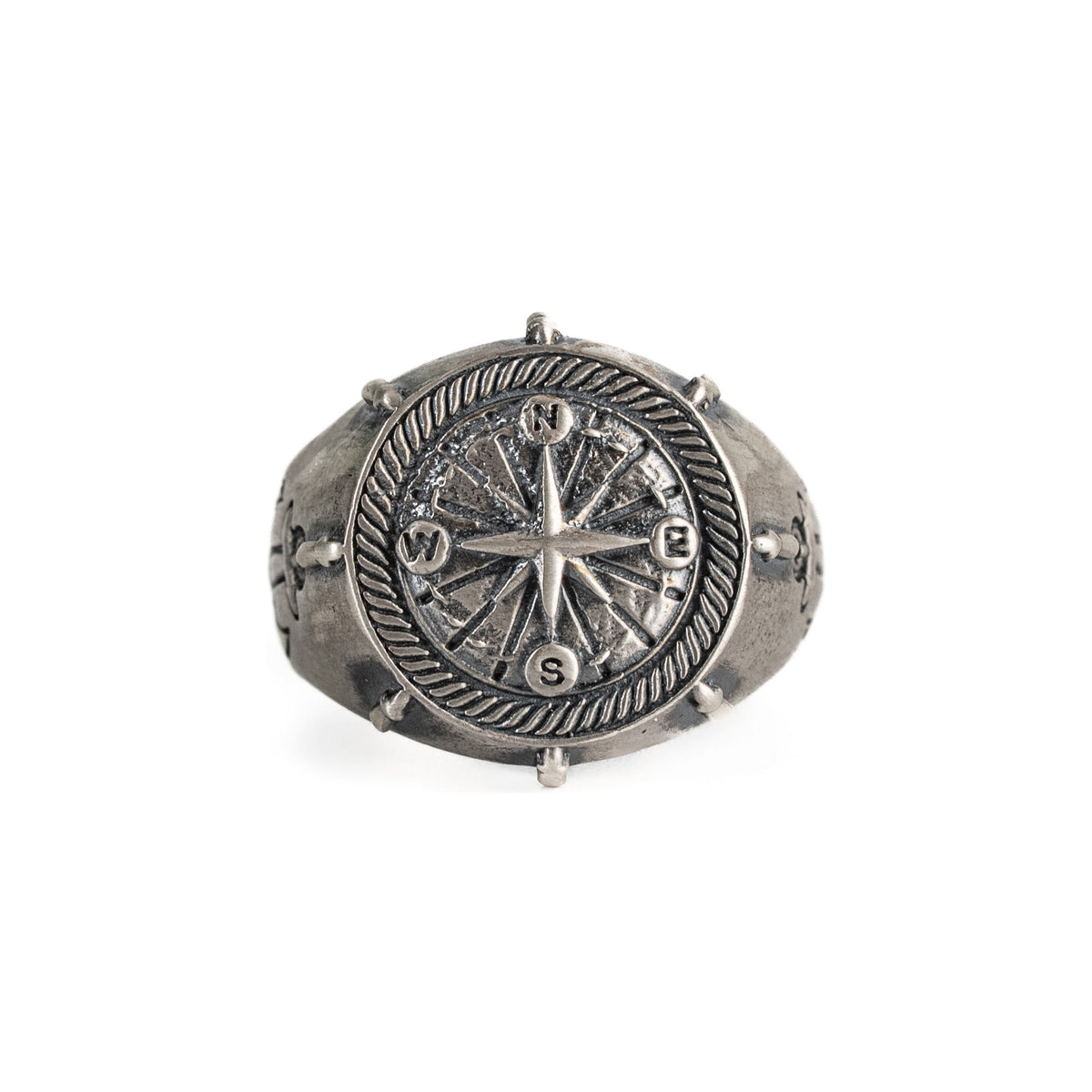 Navigational Compass Motif Signet Ring  Ring  Charmora Jewelry