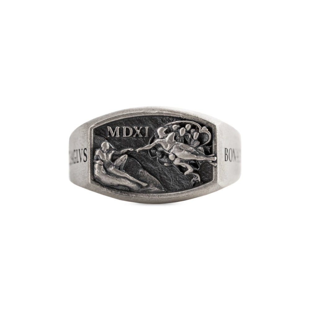 Creation of Adam Relief Signet Ring  Ring  Charmora Jewelry