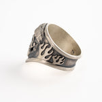 Beanie Skull Flame Relief Motif Ring  Ring  Charmora Jewelry