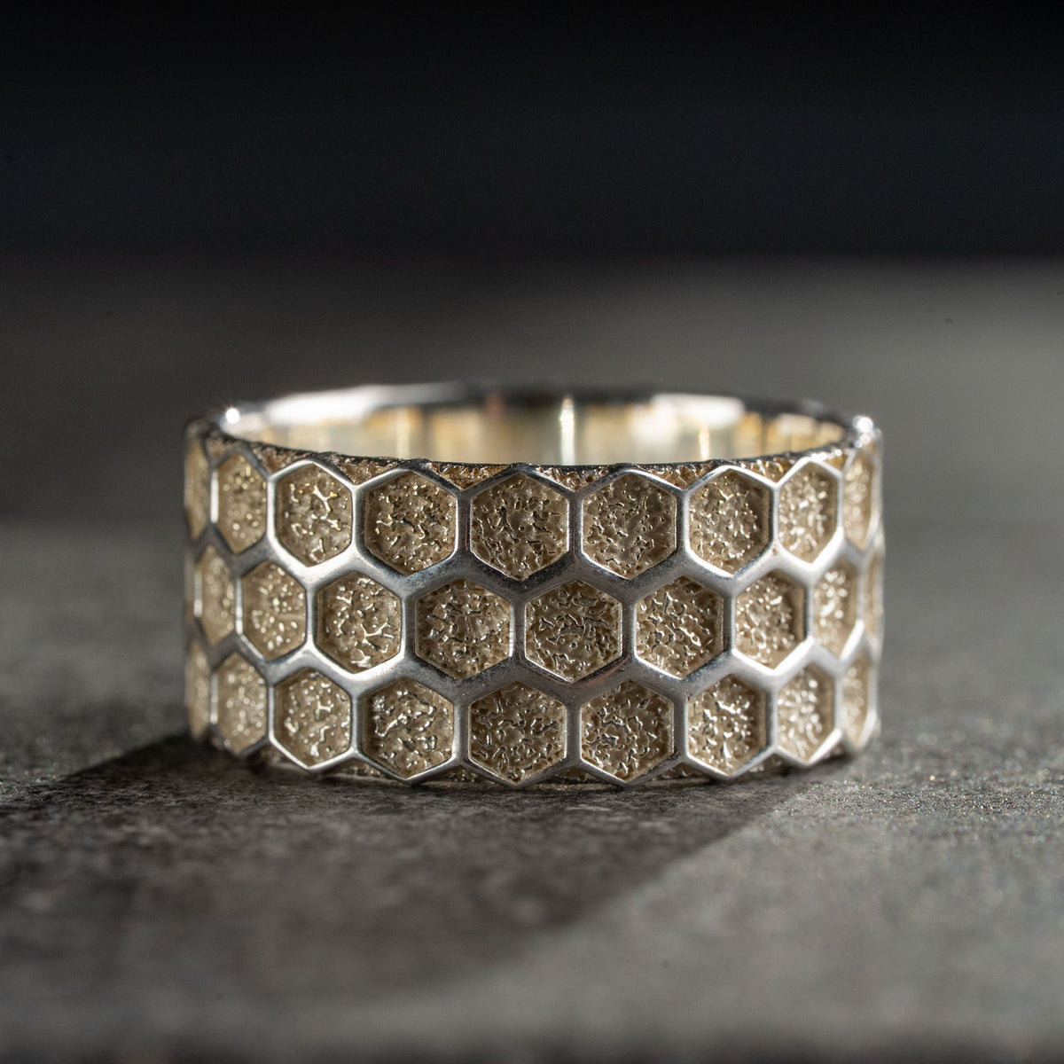 Honeycomb Hexagon Ring  Ring  Charmora Jewelry