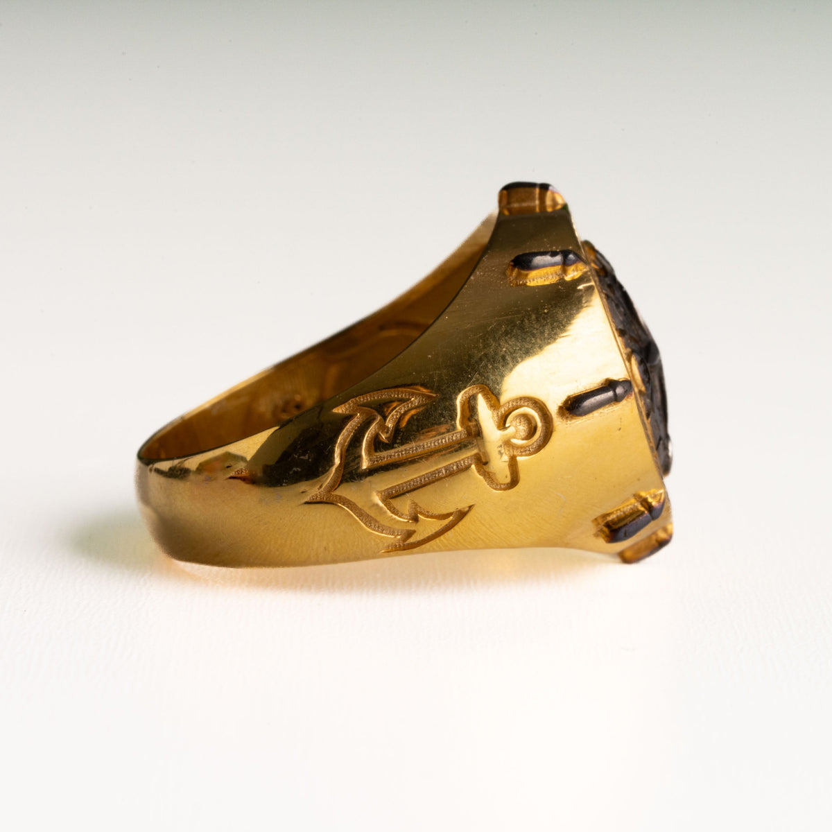 Navigational Compass Motif Signet Ring  Ring  Charmora Jewelry